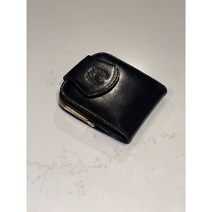Santacroce Leather Wallet Coin Purse Florence Italy Black Leather 3.75 X 4
